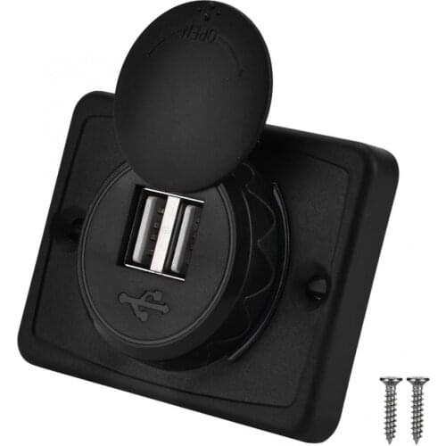 3.1A Car Dual Black ABS USB Port Charger Socket Outlet 12V LED Waterproof Automotive high quality spare parts