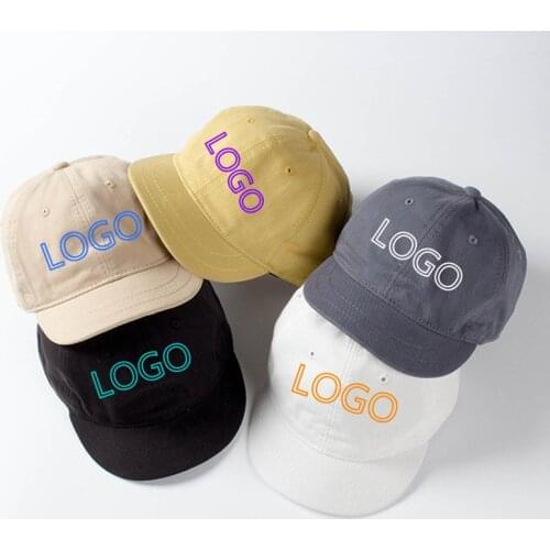 Custom Logo Short Brim Baseball Caps For Men Solid Colors Hip Hop Dad Hat Casual Adjustable Snapback Hat Women Unisex Visor Cap