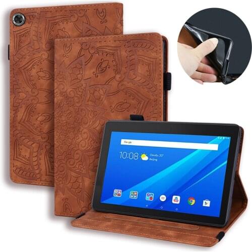 For Lenovo Tab P10 X705L X705F / M10 X605L X605F / M10 Plus X606F X606X Case Retro Embossed PU Leather Stand Tablet Cover