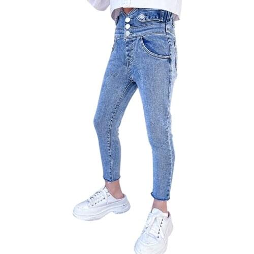 Jeans For Girls Solid Color Girl Child Jeans High Waist Childrens Jeans Casual Style Childrens Clothes Spring Autumn