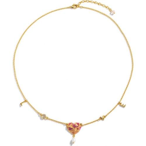 European and American Hand-painted Enamel Craftsmanship Star Diamond Love Contrast Necklace Fashion Personality Design Jewelry