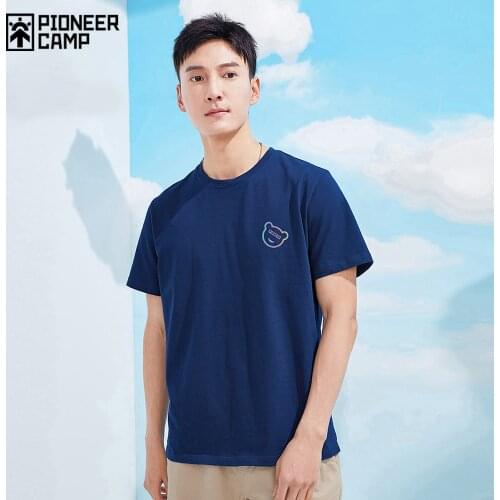 Pioneer Camp Bear Print T-shirts Men 100% Cotton Casual Loose Summer Mens Clothing ATK01130546H