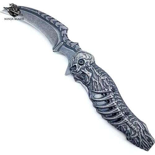 Zombie Skull Pocket Knife Cool Dark Jackknife Collective Outdoor Claw Steel Ninja Blade