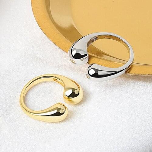 KOFSAC New Occident 925 Sterling Silver Rings For Women Jewelry Trendy Open Size Water Droplets Ring Lady Party Accessories