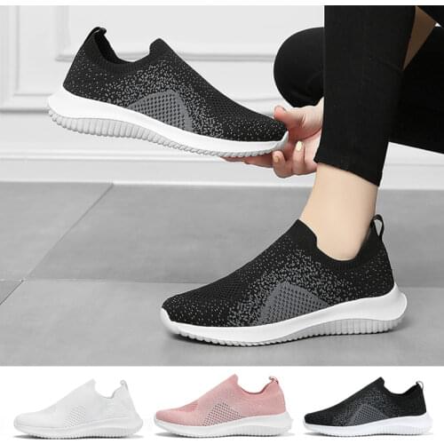 Plus Size 35-42 Women Casual Knitting Sock Sneakers Stretch Flat Platform Fashion Ladies Slip on Shoes Female Leisure Footwear