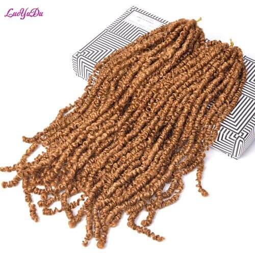 LUOYUDU Passion Twist Crochet Hair Synthetic Braiding Hair Extensions 18 Inch 18Strands Spring Twist 100g/Pack Long Black Brown
