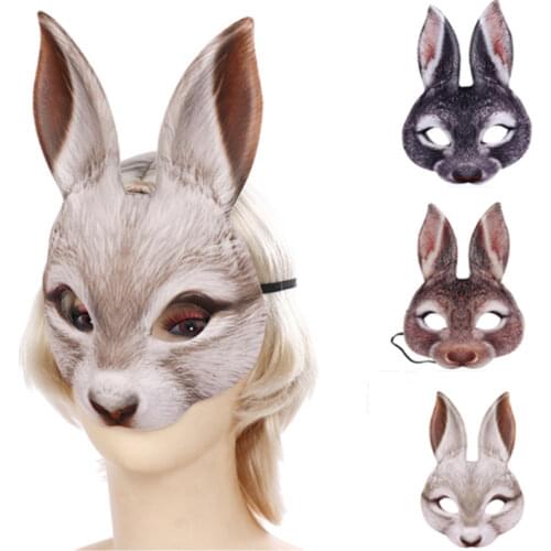 Halloween Rabbit Masks Mascaras Animales Prop Mask Unisex Carnival Holiday Party Accessories Cosplay Tools Realistic Masker
