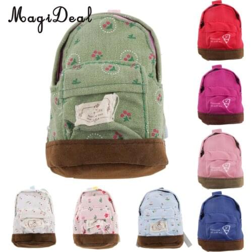 1:6 Scale Dolls House Miniature Decoration White Floral School Backpack Rucksack Shoulder Bag for Dolls Fashion Accessory