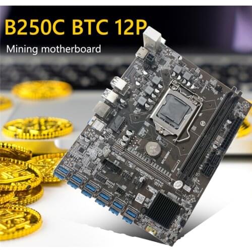 Mining Rig B250C BTC Mining Motherboard 12P Mining Motherboard PCI Express Graph Card DDR4 CPU Miner Board