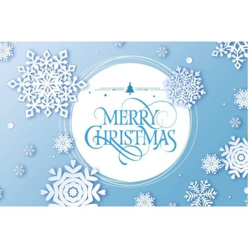 Merry Christmas Backdrop Snowflake Blue Vinyl Photography Background Family New Year Xmas Party Decor Photo Booth Studio Props
