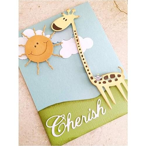 Mmao Crafts Metal Steel Cutting Dies New Giraffe sun clouds Stencil For DIY Scrapbooking Paper/photo Cards Embossing Dies