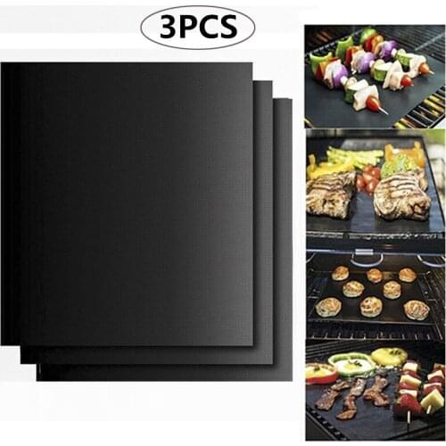 3pcs Reusable Non-Stick BBQ Grill Mat Pad Baking Sheet Portable Outdoor Picnic Cooking Barbecue Mat Tools BBQ Accessories
