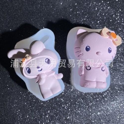 Cartoon rabbit doll silicone mold hand soap turn sugar drop glue clay pendant Decoration 17-261