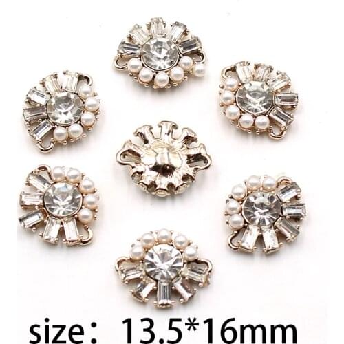 New 10pcs 14*16mm alloy double circle gift box clothing decoration buckle DIY exquisite rhinestone crystal clothing accessories