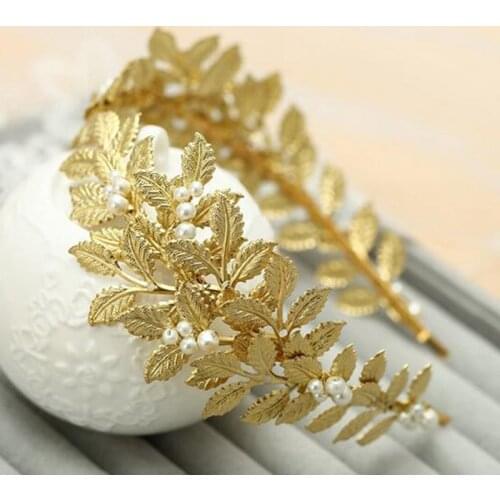 New Fashion Handmade Bride Tiara Metal Gold Leaf Hairband For Wedding Hair Accessories Women Bridal Headband Hair Jewelry