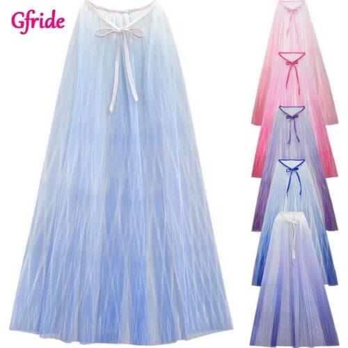 Halloween Elza Cloak Cinderella Belle Aurora Mesh Long Cape Costume for Girls Dress Up Party Jaket Kids Coat 3-10 Years