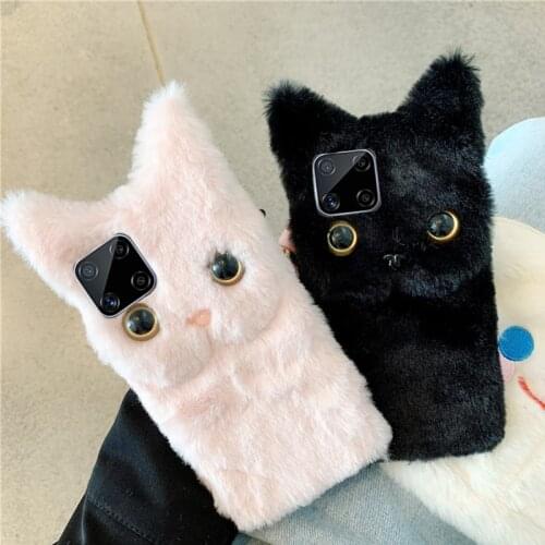 Plush Warm Cat Case for Realme C21 C15 C3 6 8 Pro 6i Realme XT X2 Pro Case X3 Superzoom OPPO A5 2020 Realme X7 7 Pro Cover Funda