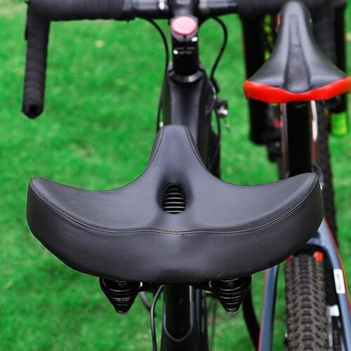 1 pc Black bicycle seat cushion two styles double shock absorber spring soft and comfortable large bicycle saddle seat cushion