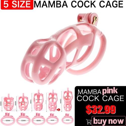 Pink Plastic Stop Masturbation Mamba Cock Cage Lockable Male Penis Rings Lock Chastity Belt Device 18+ Fetish Sex Toys For Men
