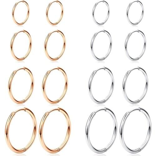 Cartilage Hoop Earring Endless Earrings Sleeper Earrings for Men Women Clicker