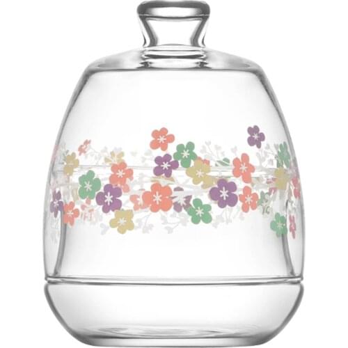 Glass Honey Jar Sugar Bowl Juice Syrup Romantic Birds Bowl Colorful Pink Coffee Practical Cup Luxury Kitchen Home Decoration