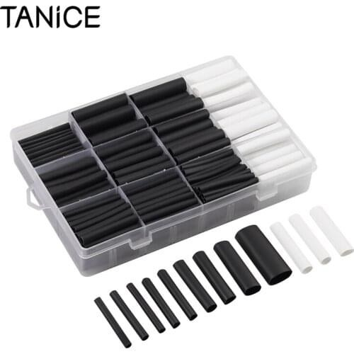TANiCE 333Pcs Heat Shrink Tubes PVC Polyolefin 2.4mm-12.5mm Diameters 3:1 Retraction Ratio Tubing Kit For Electrical Insulation