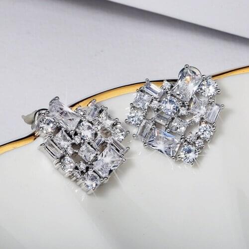 Gorgeous 5A Zircon Heart Wedding Stud Earrings for Brides 925 sterling silver Jewelry High Quality Women Earring Silver