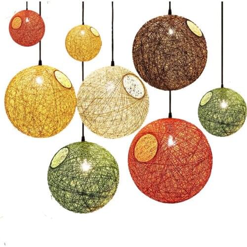 Vintage Wicker Pendant Light with Bulb Dinning Room Sitting Room Industrial Loft Nordic Classical Indoor ball hanging Lamp E27