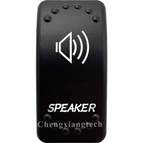 Dual White Led Light 12V 24V Car Boat Caravan Rocker Switch Laser Engraving SPEAKER, 5 Pin On Off SPST Waterproof