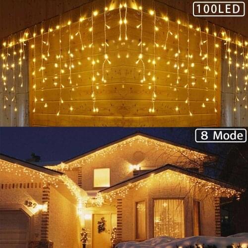 YASENN 300 LED 6M Icicle Lights,String Light for Party Garden Christmas tree patio garden wall eaves Bedroom Outdoor decoration