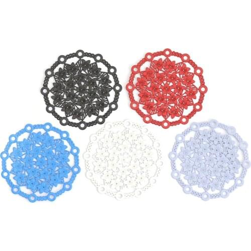 DoreenBeads Fashion Copper Chandelier Connectors Round Blue Violet White Red Flower Hollow Jewelry DIY Charms 29 x 29mm, 10 PCs