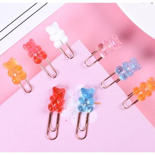 140 pcs/lot Cartoon Transparent Bear Bookmark for book Cute Binder Clips Notes Letter Paper Clip Office school Supplies