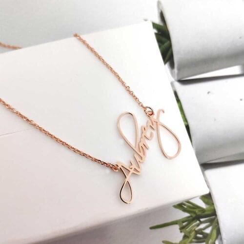 Mumuxing Customized Personalized Name Pendant Necklace Ladies Stainless Steel Fashion Necklace Exquisite Jewelry Birthday Gift