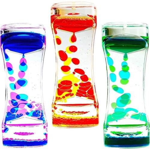 Liquid Motion Bubbler Timer for Kids and Adults 3 Pack Colorful Hourglass Timer, Sensory Toy for Relaxation, Fidget Toy