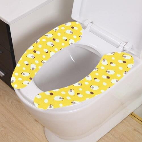 Sticky Seat Mat Summer Soft WC Paste Toilet Seat Cover 1 Pair Printed Toilet Seat Sticker Washable Bathroom