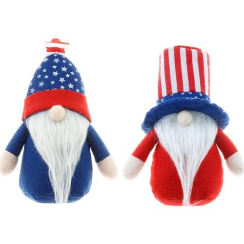 1PC Independence Day For Rudolph Doll Handmade Ornament Cute Dwarf Plush Doll Cartoon Dolls Gift Room Decoration Ornaments Gift