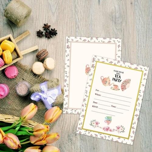 10pcs 13*18cm Party Invitations Cards Tea Party Decorations Happy Birthday Party Supplies