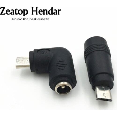 10 Pcs USB 2.0 Micro 5 Pin Male to 5.5 x 2.1 mm Female DC Plug Power Charger Adapter Straight and Right Angle Connector