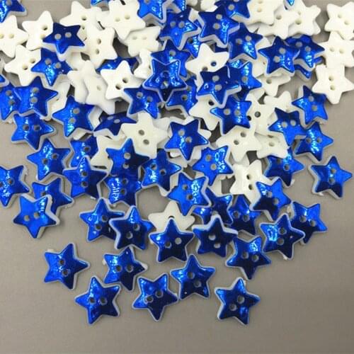 DIY 200pcs Resin Blue Star Sewing Buttons decoration scrapbooking crafts 13mm