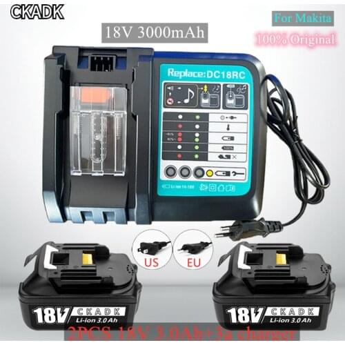 BL1860 Rechargeable Battery 18 V 3000mAh Lithium ion for Makita 18v Battery BL1840 BL1850 BL1830 BL1860B LXT 400 + 3A Charger