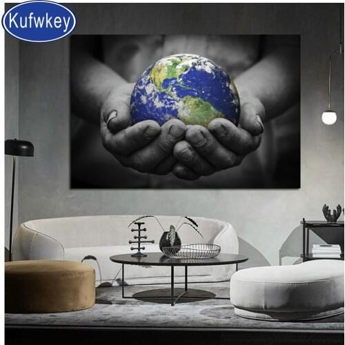 Holding the world Earth 5d diy diamond painting new complete square diamond embroidery 5d cross stitc top office arts