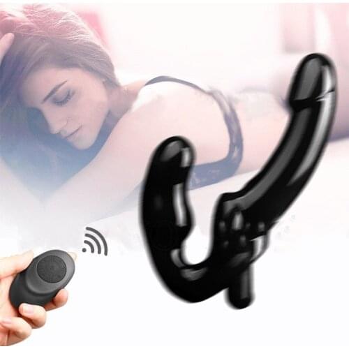 New 10 Speeds G Spot Remote Control Vibrator Anal Plug Sex Toys For Women Dual Penetration Strapless Strapon Lesbian Huge Dildo