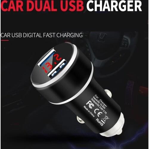 Dual USB Car Charger Car Cigarette Lighter With LED Display Phone Charger Adapter Car Accessories Cigarro Eletronico