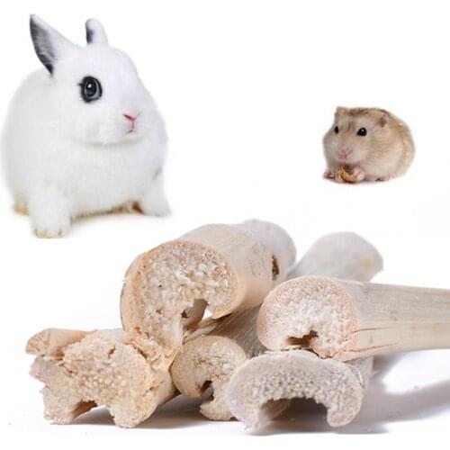 5Pcs High Fiber Bamboo Hamster Squirrel Guinea Pig Grind Teeth Rodent Pet Snack Pet Playing Small Pets Chew Toy Cleaning Teeth