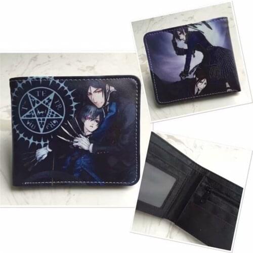 Anime Black Butler Wallet Casual Short Wallet with Coin Pocket Men Cartoon Wallet
