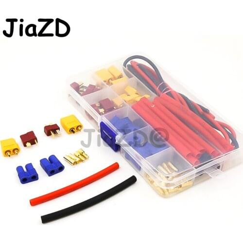 Deans T Plug EC3 XT60 Male Female Adapter Connector with 14AWG Silicone Wire / Heat Shrink Tubes for RC FPV Drone Lipo Battery