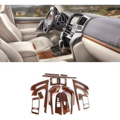 19 pcs Interior Wooden Decoration Moulding Cover Styling Accessories For Toyota Land Cuiser 200 LC200 2008 -2015