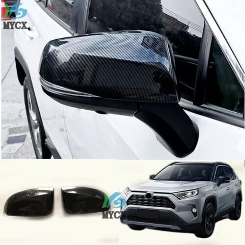 For Toyota RAV4 RAV 4 2019-2020 Car Side Door Wing Rear View Mirror Cap Cover Trim Exterior Accessories ABS Carbon Fiber
