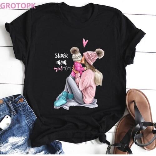 Super Mom Female T-shirt Mothers Gifts Harajuku Kawaii Black Tshirt New Arrival 2019 T Shirt Tee Shirt Mama Polyester Tops Plus