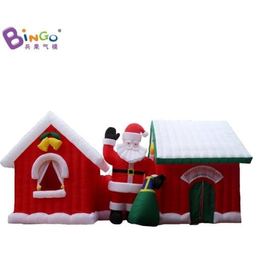 Giant Outdoor Yard Decoration 9x4x4 Meters/29.5ft Inflatable Christmas House With Santa Claus / Inflated Xmas Villa - Toys